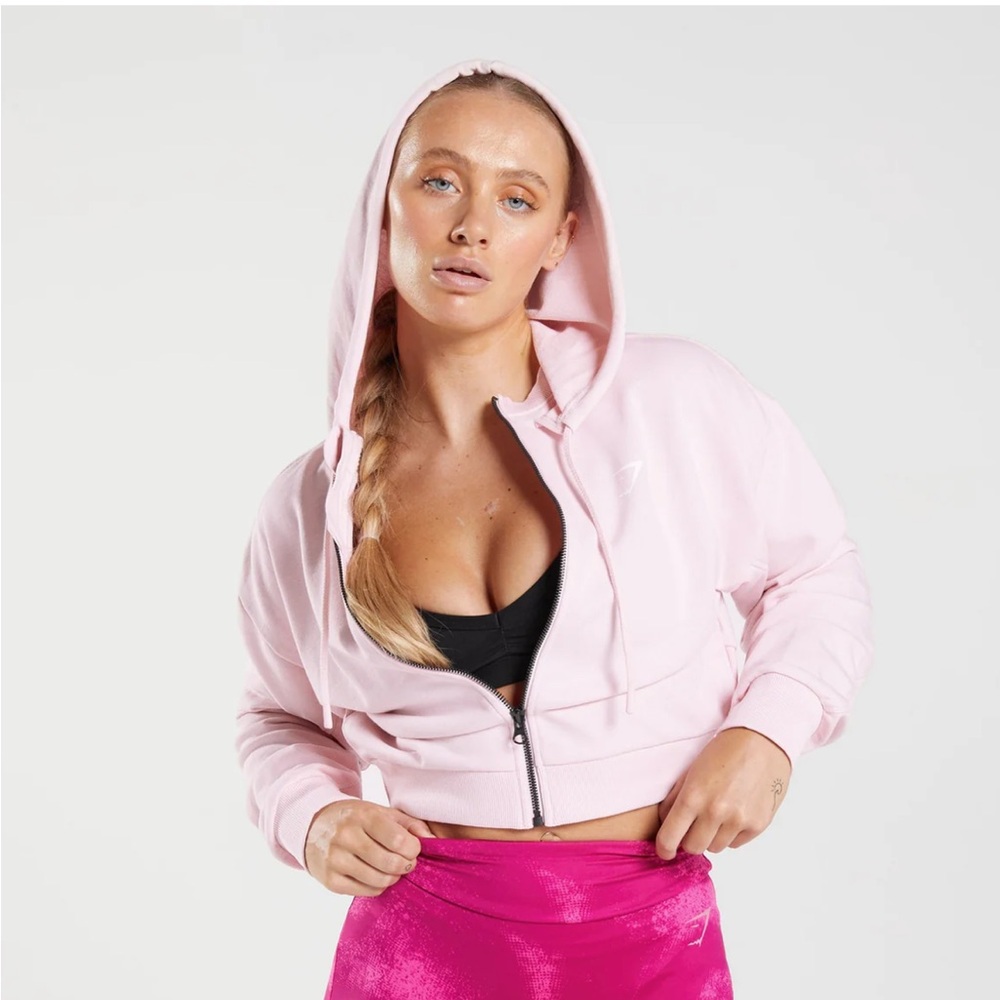 Gymshark Light Pink Cropped Hoodie💌